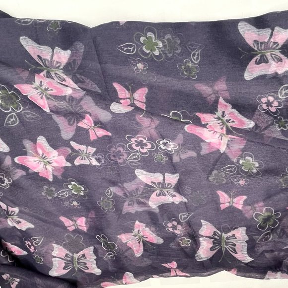 NWT Handmade Scarf by Sana – Lavender Butterflies Design - Picture 2 of 14